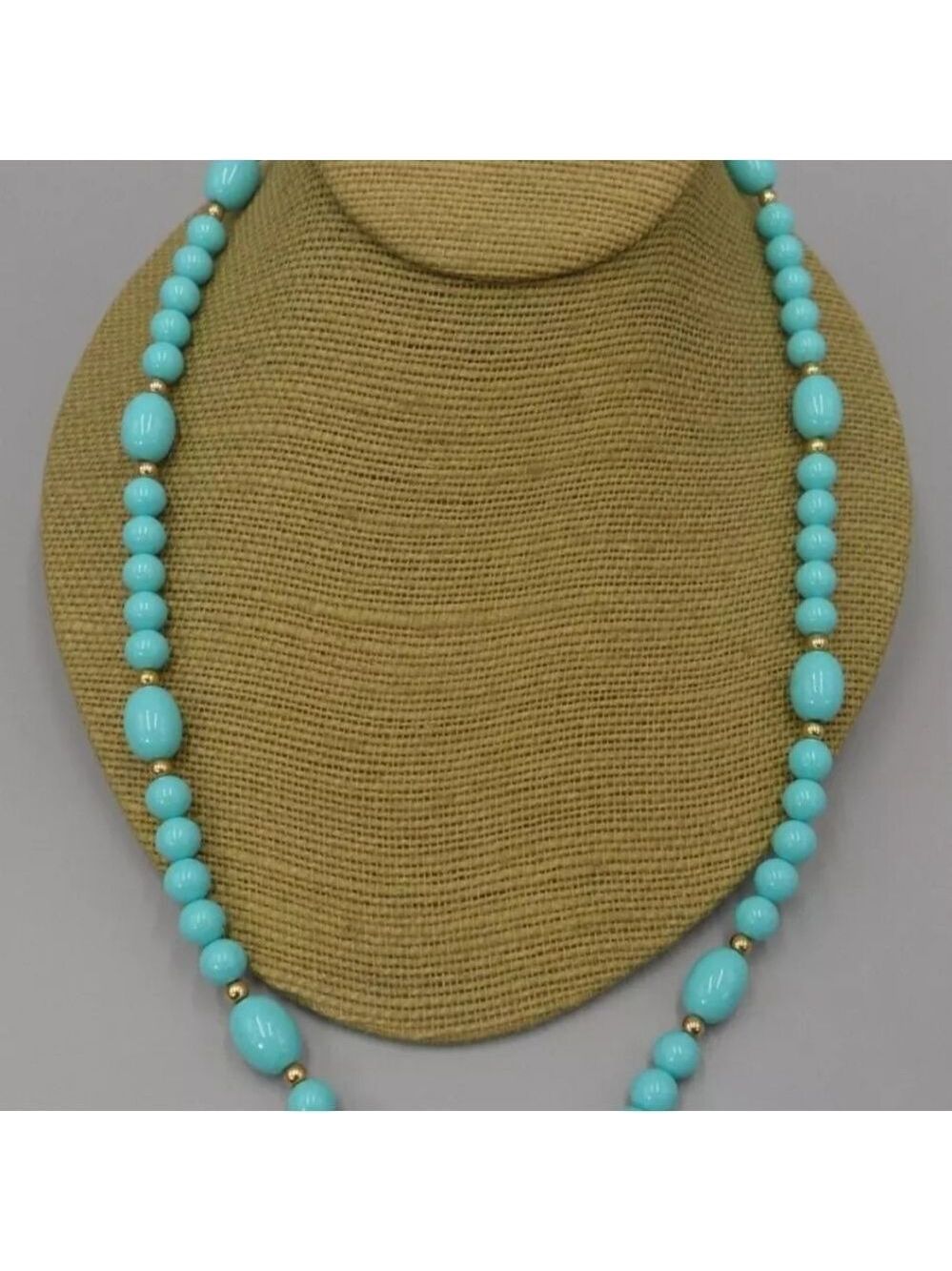 Avon 1983 Turquoise Impressions Necklace Simulated Turquoise Gold Accents Vtg - Picture 8 of 8